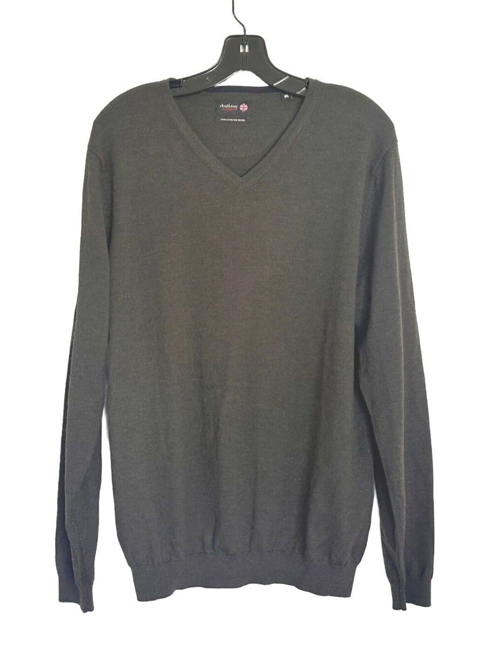 Anthony of London Extra Fine Merino Wool V-Neck Sweater Green Men's - Large